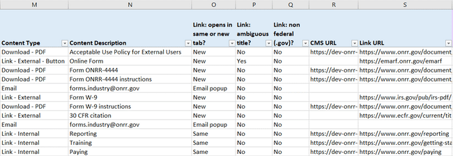 Screen capture of the third section of the database, which includes cataloging the content type, a description of the content, addressing our questions about